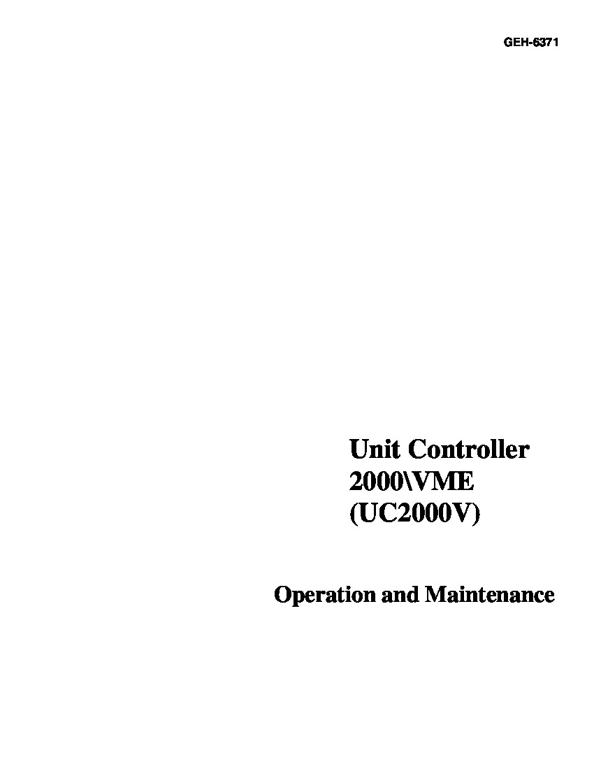 First Page Image of DS215UCVAG3A GEH-6371 Unit Controller 2000-VME.pdf